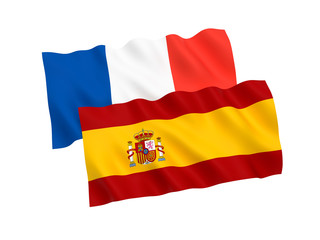 Fototapeta premium Flags of France and Spain on a white background