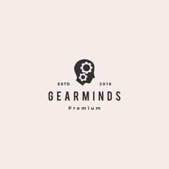 human head gear mind brain logo vector icon illustration