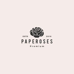 geometric paper flower rose logo vector icon illustration line outline monoline