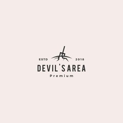 devil's area ground pitch fork logo vector icon illustration