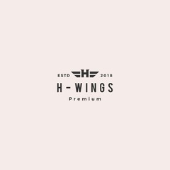 H letter hero wing logo vector illustration emblem