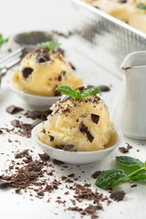 Vanilla Ice Cream With Chocolate and Mint