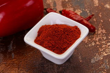 Paprika powder in the bowl