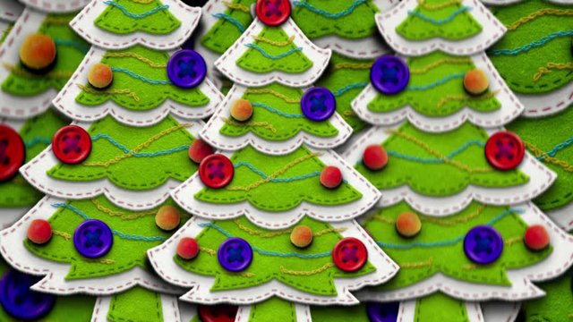Christmas felt element. Santa, snowman and tree isolated with alpha. Funny Christmas transition