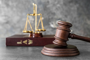Judge gavel on table of notary public
