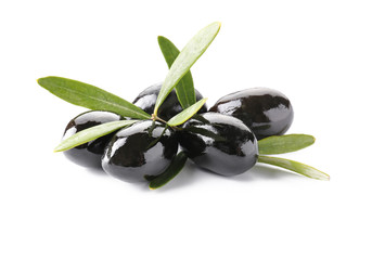 Tasty olives on white background