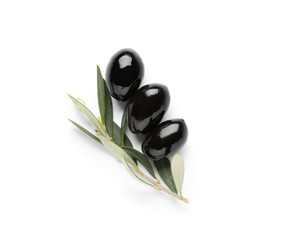 Tasty olives on white background