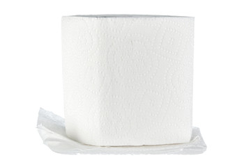 toilet paper on white background