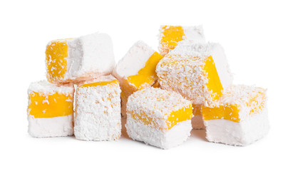 Tasty Turkish delight isolated on white