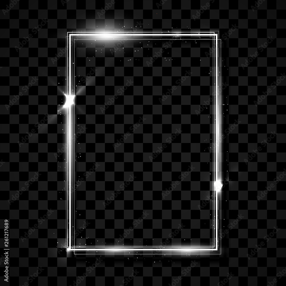 Poster silver shiny transparent frame with place for your text