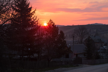 Sunrise in the Carpathian mountains