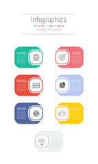 Infographic design elements for your business data with 7 options, parts, steps, timelines or processes. Vector Illustration.