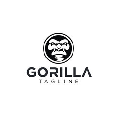 GORILA Logo Design Vector Stock . Angry Gorilla Logo Design Silhouette Retro Hipster Template 