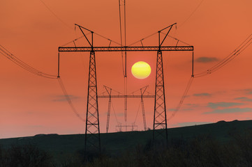 Landscape with high-voltage power line