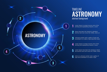 Abstract infographics round line on dark background. Blue circle diagram infographic and line. Vector illustration communication.