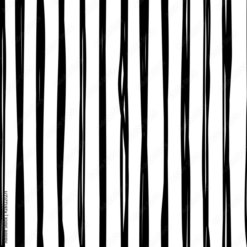 Poster hand painted black ink stipes. vector seamless pattern with simple lines on white background.