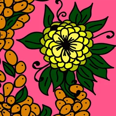 Tuinposter yellow flower and orange berries © Marina