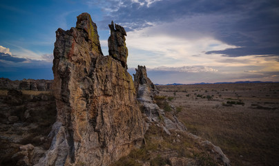 Fototapeta na wymiar Abstract Rock formation near stone window at Isalo national park, Madagascar