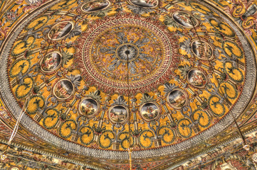 interior view to Spotted Mosque Alaca Cami Kalkandelen aka painted mosque, Tetovo, North Macedonia