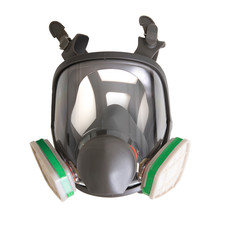 Gas mask for air pollution protection on white background.
