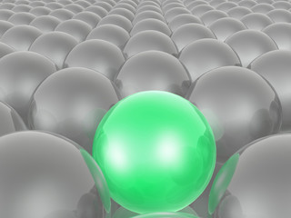 Green and grey spheres