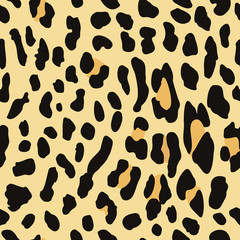 Leopard seamless pattern on yellow background. Exotic wild animal spots. Skin of Jaguar, Cheetah, leopard. Fashionable, elegant, rich Animal abstract texture. print background, fabric. vector. EPS 10.