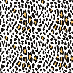 Leopard orJaguar seamless pattern on white background. Exotic wild animal spots. Skin of Jaguar, Cheetah, leopard. Fashionable, elegant, rich Animal abstract texture. print background, fabric. EPS 10.
