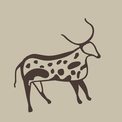 Painting of an ancient antelope on a cave wall