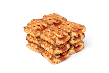 Puff pastry with apple isolated on white background.