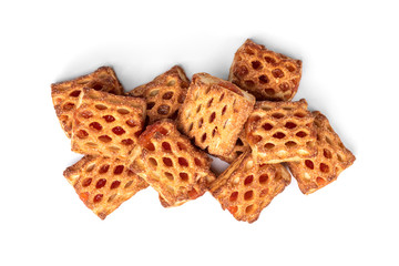 Puff pastry with apple isolated on white background.