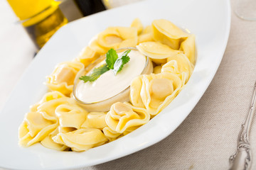 Ravioli with creamy sauce