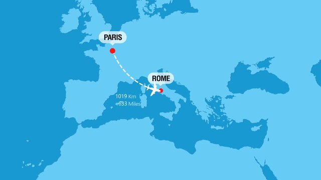 Paris To Rome Flight Travel Route