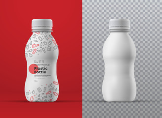Vector realistic mockup of white plastic curly bottle for drinks.