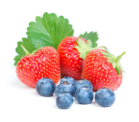 fresh strawberries and blueberries