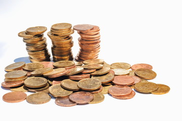 The concept of saving money set up on a white background.