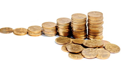 The concept of saving money set up on a white background.