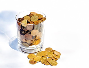 The concept of saving money set up on a white background.