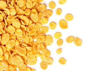 Corn flakes isolated on white background.