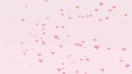 Love background with pink hearts for Valentine's Day. Light pink backgrop.