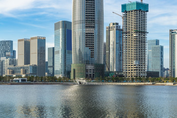 Fototapeta na wymiar modern city waterfront downtown skyline,China.