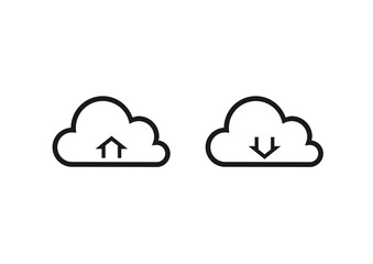 cloud upload and download isolated vector icons