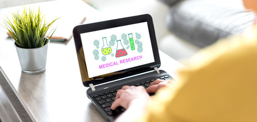 Medical research concept on a laptop screen