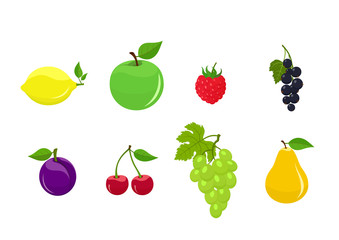 set of colorful cartoon fruits