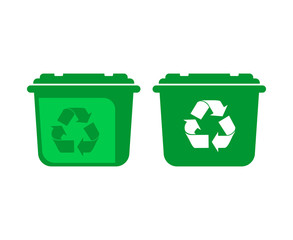 Recycling trash container. Icon for processing organizations
