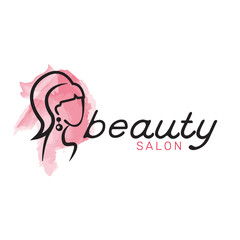 Glamorous logo elements for a beauty salon. Woman's face in profile. Vector illustration.