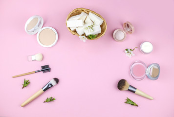 Obraz na płótnie Canvas Set of decorative cosmetics for make up.