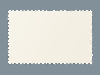 Torn blank postage stamp. Template of ragged postmark for postcards and postal travel cards marking.