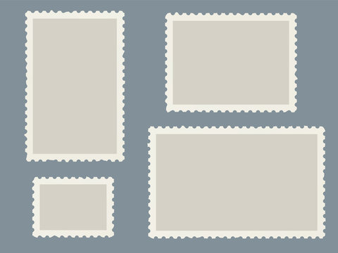 Postage stamps template. Blank marks for postcards and travel postal cards.