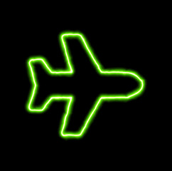 green neon symbol plane