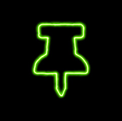 green neon symbol thumbtack